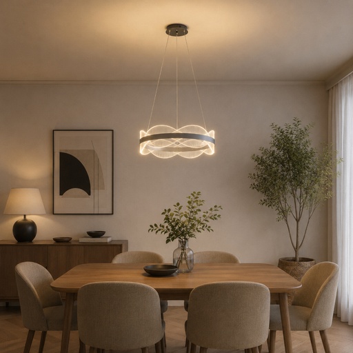 [144-15043] LÁMPARA DE TECHO COLGANTE ACRÍLICAS REDONDA LED 48W 4320lm 3000K Ø400mm PLATA ARTE ILLUMINA TORINO
