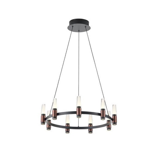 [144-17050] LÁMPARA DE TECHO COLGANTE ALUMINIO LED 43W 2580lm 3000K Ø630xΗ1500mm NEGRO-MARRÓN ARTE ILLUMINA VELAS