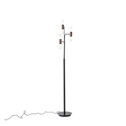 LÁMPARA DE PIE DE ALUMINIO-METAL-ACRÍLICO, 6 LUCES LED, 18W, 1260Lm, 3000K, Φ250X1600mm, NEGRO-DORADO, ARTE ILLUMINA VELAS