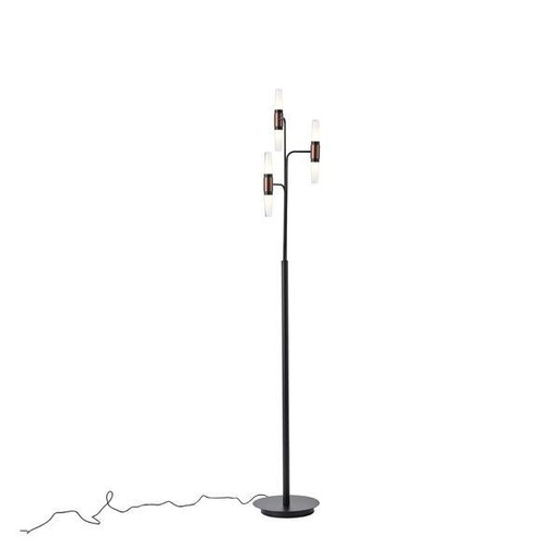 [144-17054] LÁMPARA DE PIE DE ALUMINIO-METAL-ACRÍLICO, 6 LUCES LED, 18W, 1260Lm, 3000K, Φ250X1600mm, NEGRO-DORADO, ARTE ILLUMINA VELAS
