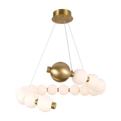 [144-18040] LÁMPARA DE TECHO COLGANTE METÁLICAS LED 20W 1560lm 3000K 530x150mm LATÓN-BLANCO OPAL ARTE ILLUMINA TREA