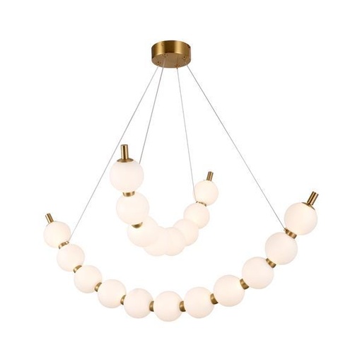[144-18042] LÁMPARA DE TECHO COLGANTE METAL LED 19W 1170lm 3000K 800x1420mm LATÓN-BLANCO OPAL ARTE ILLUMINA TREA
