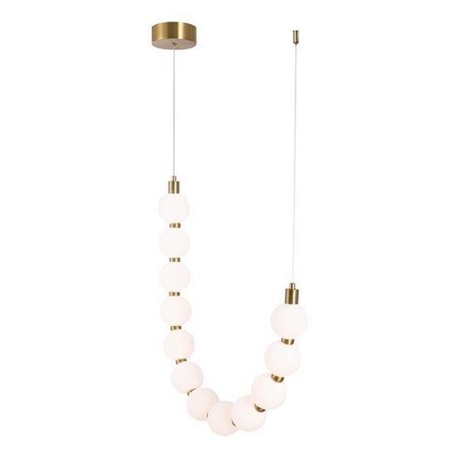 [144-18043] LÁMPARA DE TECHO COLGANTE METAL LED 12W 858lm 3000K 430x1890mm LATÓN-BLANCO OPAL ARTE ILLUMINA TREA
