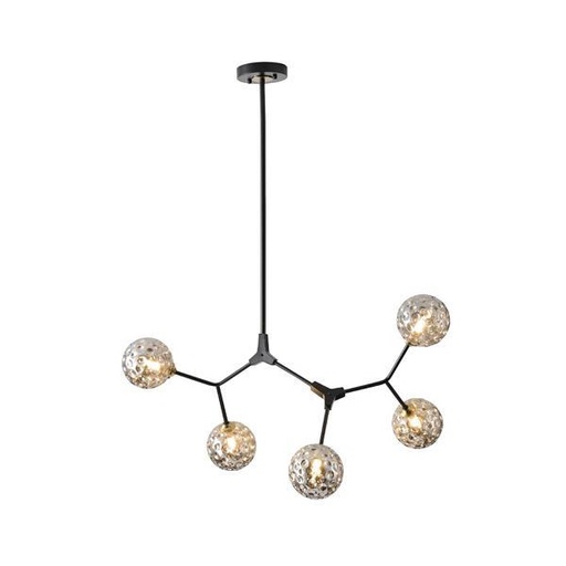 [144-23016] LÁMPARA DE TECHO COLGANTE 5 LUCES 5xG9 MAX 15W 800x900mm NEGRO-GRIS ARTE ILLUMINA ATOM