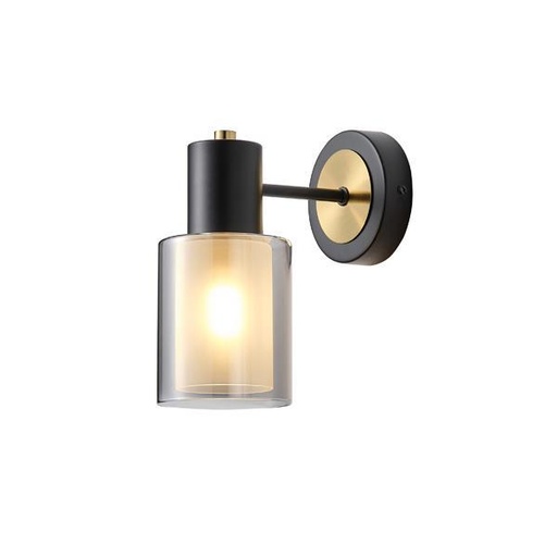 [144-24045] APLIQUE DE PARED METAL-VIDRIO 1xE14 MAX 15W 180x100x210mm NEGRO ARTE ILLUMINA SILENCE