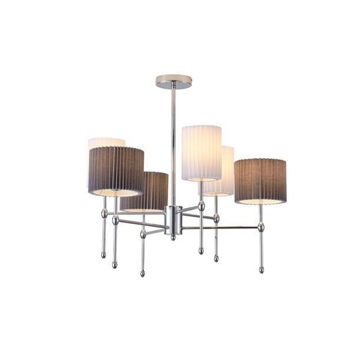 [144-24051] LÁMPARA COLGANTE DE TELA 6 LUCES 6xE14 MAX 8W Ø740mm BLANCO-NEGRO ARTE ILLUMINA VELI