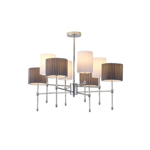 [144-24052] LÁMPARA COLGANTE TELA 8 LUCES 8xE14 MÁX. 8W Ø840mm BLANCO-NEGRO ARTE ILLUMINA VELI