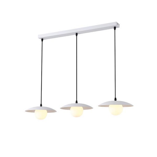 [144-28526] LÁMPARA COLGANTE DE METAL 3 LUCES G9 MAX 7W Ø900mm BLANCO ARTE ILLUMINA COBA CABANA