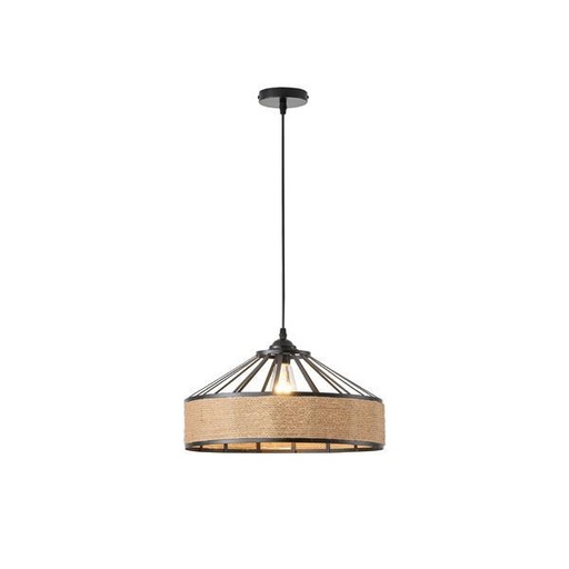 [144-32023] LÁMPARA DE TECHO COLGANTE CUERDA-METAL Ε27 MAX 15W 400x1300mm NEGRO-CAQUI ARTE ILLUMINA HELIOS