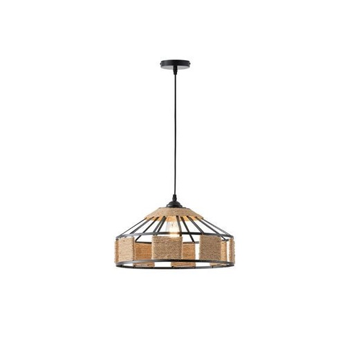 [144-32024] LÁMPARA DE TECHO COLGANTE CUERDA-METAL Ε27 MAX 15W 400x400x1300mm NEGRO-CAQUI ARTE ILLUMINA HELIOS