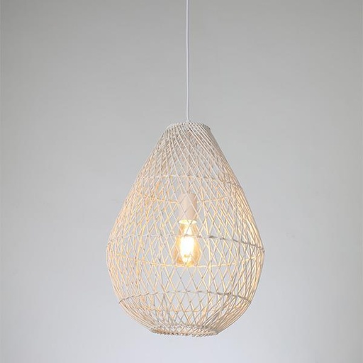 [144-33018] LÁMPARA COLGANTE  E27 MAX 60W D370xH500 RATÁN BLANCO ARTE ILLUMINA KAI
