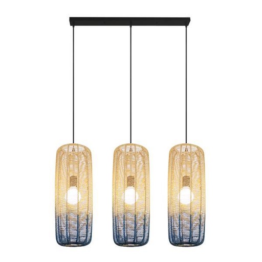 [144-33030] LÁMPARA COLGANTE 3xE27 1000x1200mm RATÁN BLANCO AZUL ARTE ILLUMINA KAI