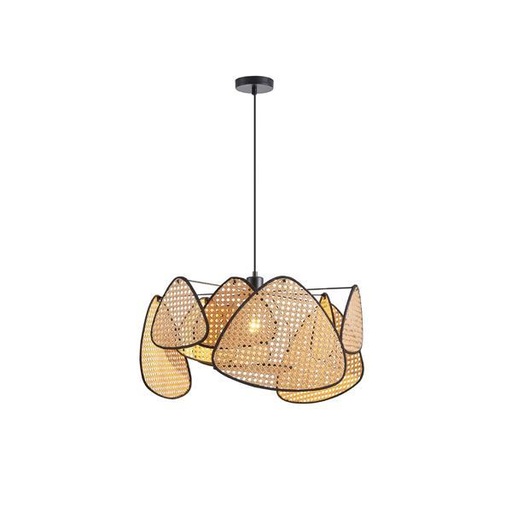 [144-33035] LÁMPARA DE TECHO COLGANTE RATÁN 1xE27 MAX 15W 390×1270mm MARRÓN-NEGRO ARTE ILLUMINA KAI