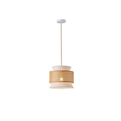 [144-33051] LÁMPARA DE TECHO COLGANTE TELA 1xE27 MAX 15W 260x1260mm BEIGE-BLANCO MATE ARTE ILLUMINA ISLA