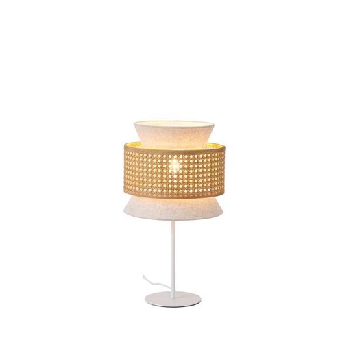 [144-33052] LÁMPARA DE MESA TELA 1xE27 MAX 5W 260x460mm BEIGE-BLANCO MATE ARTE ILLUMINA ISLA