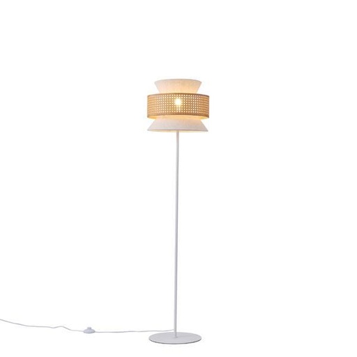 [144-33054] LÁMPARA DE PIE TELA LIGERA 1xE27 MÁX. 15W Ø350mm BEIGE BLANCO MATE ARTE ILLUMINA ISLA