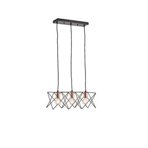 [144-46025] LÁMPARA DE TECHO COLGANTE METAL 3 LUCES 3xE27 MÁX. 15W 517X175x1240mm NEGRO ARTE ILLUMINA BRAWCK