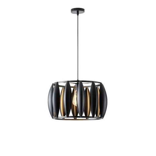 [144-46026] LÁMPARA DE TECHO COLGANTE METAL  1xE27 Ø425X1300mm NEGRO ARTE ILLUMINA CROWN