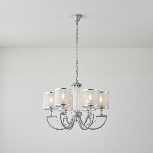 [144-47019] LÁMPARA DE TECHO COLGANTE METAL-TEJIDO 6xE27 MÁX. 15W 450x630mm ARTE ILLUMINA NOBLE