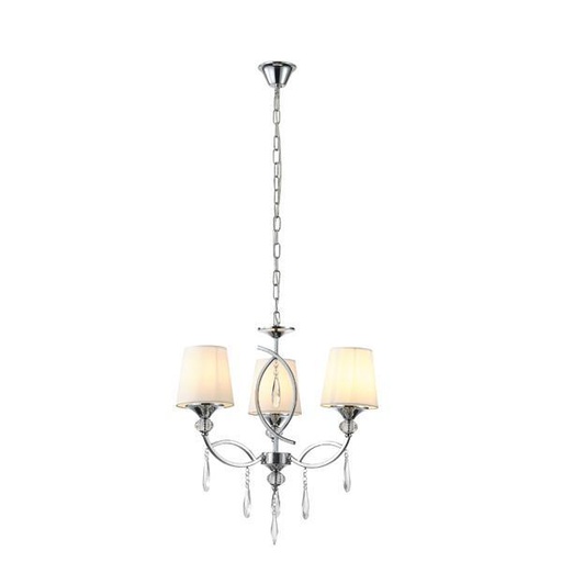 [144-47020] LÁMPARA DE TECHO COLGANTE METAL-TEJIDO 3xE27 MAX 15W MAX 40W 530x600mm CROMO ARTE ILLUMINA COUNTESS