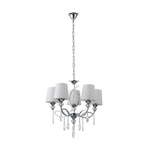 [144-47021] LÁMPARA DE TECHO COLGANTE METAL-TEJIDO 5xE27 MAX 15W MAX 40W 530x600mm CROMO ARTE ILLUMINA COUNTESS