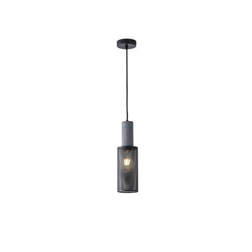 [144-50000] LÁMPARA DE TECHO COLGANTE DE HORMIGÓN Y HIERRO 1xΕ27 Ø100x1840mm NEGRO ARTE ILLUMINA SCOURO
