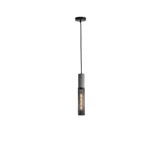 [144-50001] LÁMPARA DE TECHO COLGANTE DE HORMIGÓN Y HIERRO 1xΕ27 Ø65x1880mm NEGRO ARTE ILLUMINA SCOURO