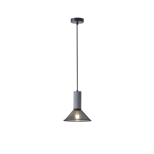 [144-50004] LÁMPARA DE TECHO COLGANTE DE HORMIGÓN Y HIERRO 1xΕ27 Ø210X1720mm NEGRO ARTE ILLUMINA SCOURO