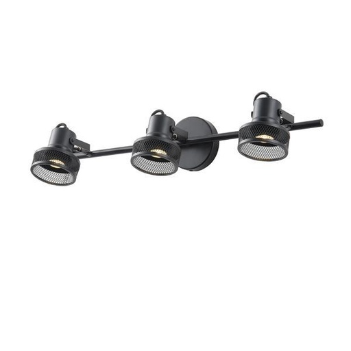 [145-25046] PLAFÓN TRIPLE CON MALLA E27 MÁX. 15W 640x100x300mm NEGRO ARTE ILLUMINA