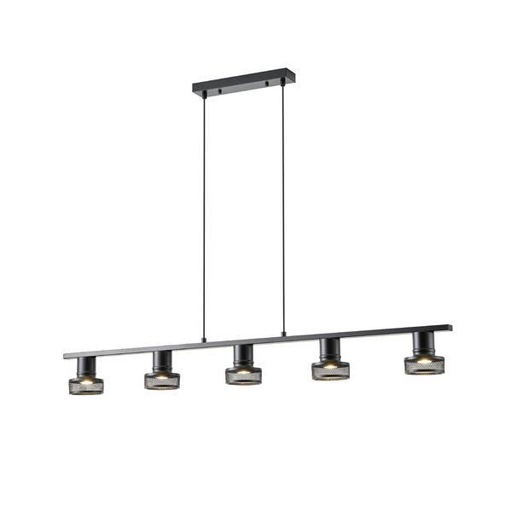 [145-25047] LÁMPARA DE TECHO CINCO LUCES E27 MÁX. 15W 1180x100x1180mm NEGRO CON MALLA ARTE ILLUMINA