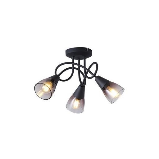 [145-25272] FOCO METÁLICO CON CRISTAL AHUMADO 3 LUCES 3xE14 MAX 7W D380xH185mm ARTE ILLUMINA CLASSY