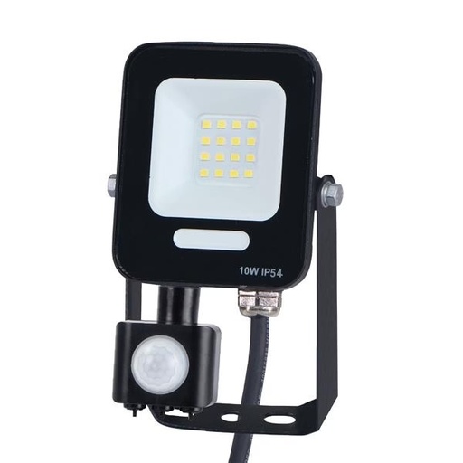 PROYECTOR LED SMD CON DETECTOR DE MOVIMIENTO GIRATORIO 10W NEGRO IP54 PLUS