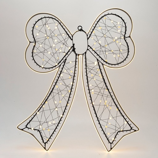 [600-23645] ILUMINADO LAZO 36X45CM, 100 MINI LED, ADAPTADOR, NEGRO ESTRUCTURA METÁLICA, HILO DE COBRE NEGRO, LED BLANCO CÁLIDO, CÁLIDO BLANCO TIRA LED COB 2.2M, CABLE DE ALIMENTACIÓN 3M, IP44