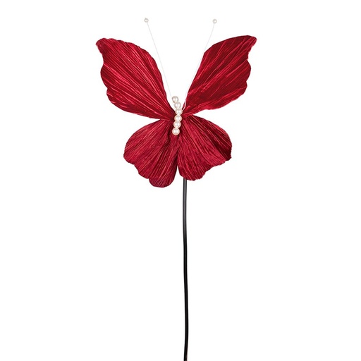 [600-48628] MARIPOSA CON PERLAS BLANCAS Y TERCIOPELO BURDEOS ALAS, 70X175CM