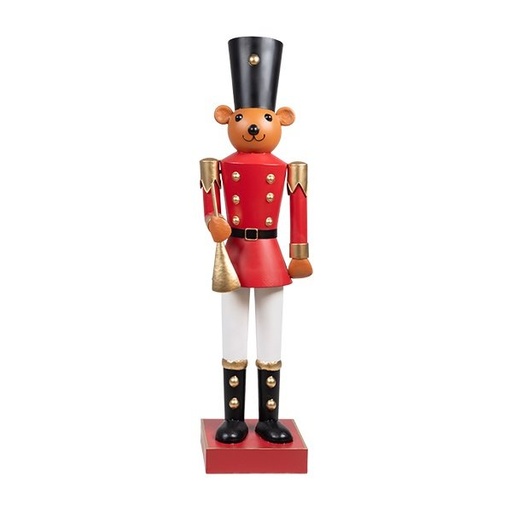 [600-48621] OSO DE PELUCHE SOLDADO, ROJO, METAL, 33X28X119.5CM