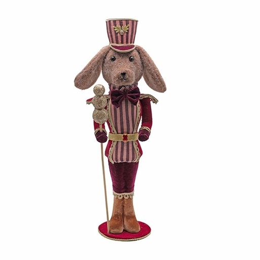 [600-49573] GUARDIA PERRO CON DORADO-ADORNADO TRAJE BURDEOS, 62CM