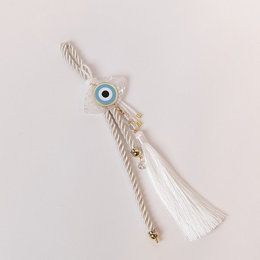[600-46624] COLGANTE COLGANTE, BLANCO, CON DORADO DETALLES Y OJOS, 35CM