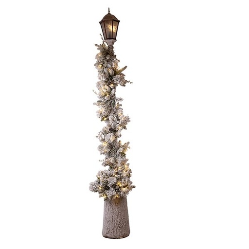 [600-48873] NEVADO COLUMNA FAROL DECORADO CON NAVIDAD RAMA, 105 LED BLANCO CÁLIDO, 266CM