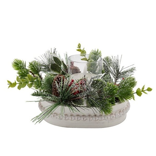 [600-48746] NAVIDEÑO TEMÁTICO DECORACIÓN PARA EL MESA, CON VELA, A PILAS, 16X16X13.5CM