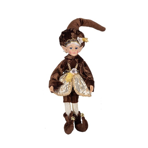 [600-49543] ARLEQUÍN CON MARRÓN TRAJE, 45CM