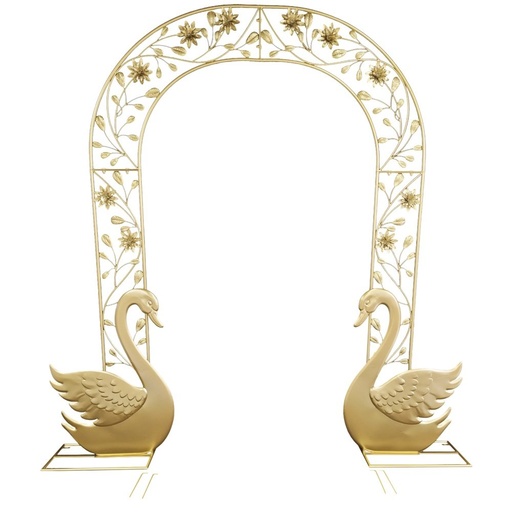[600-48375] DE CUENTO METAL ARCO CON CISNES Y FLORES, DORADO, 231X28X229CM