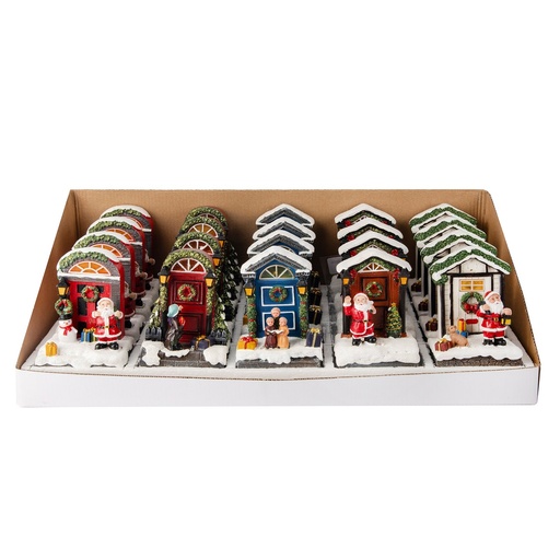 [600-48395] EXPOSITOR, PUERTAS CON DISEÑOS NAVIDEÑOS, ILUMINADO, 9X5.5X13CM, 5DISEÑOS, 20UDS