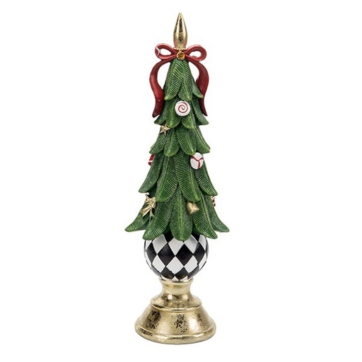 [600-48722] ÁRBOL DE NAVIDAD POLIRRESINA, CON DE CUADROS BASE, 12.50X38.80CM