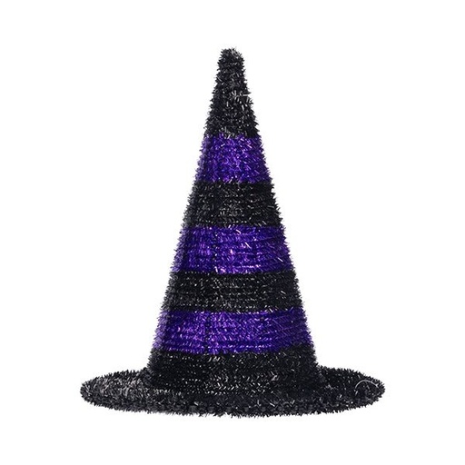 [600-48791] BRUJA SOMBRERO, NEGRO CON MORADO, 32CM
