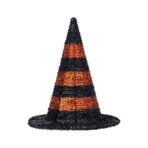[600-48792] BRUJA SOMBRERO, NEGRO CON NARANJA, 32CM