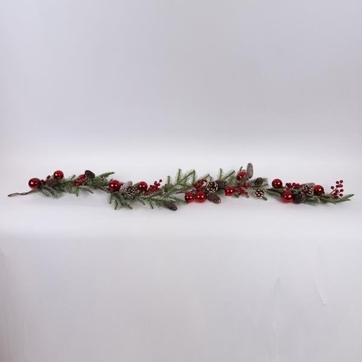[600-46142] NEVADO RAMA CON ROJO BOLAS Y PIÑAS, 170CM