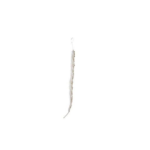 [600-49465] ADORNO COLGANTE, CON PERLAS BLANCAS, 20CM