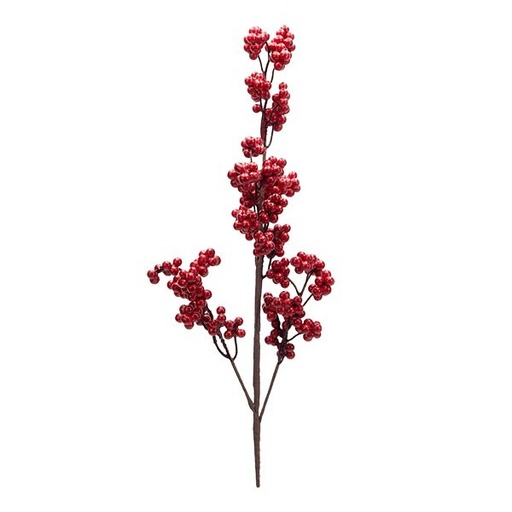 [600-49415] RAMA CON PEQUEÑO ROJO METÁLICO BAYAS, 59CM