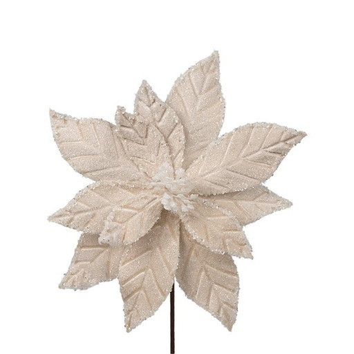 [600-48682] HELADO FLOR, TERCIOPELO, MARFIL, 32X45CM