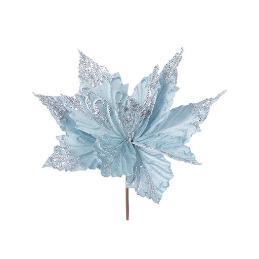 [600-49416] AZUL FLOR CON PLATEADO PURPURINA, 29X20CM